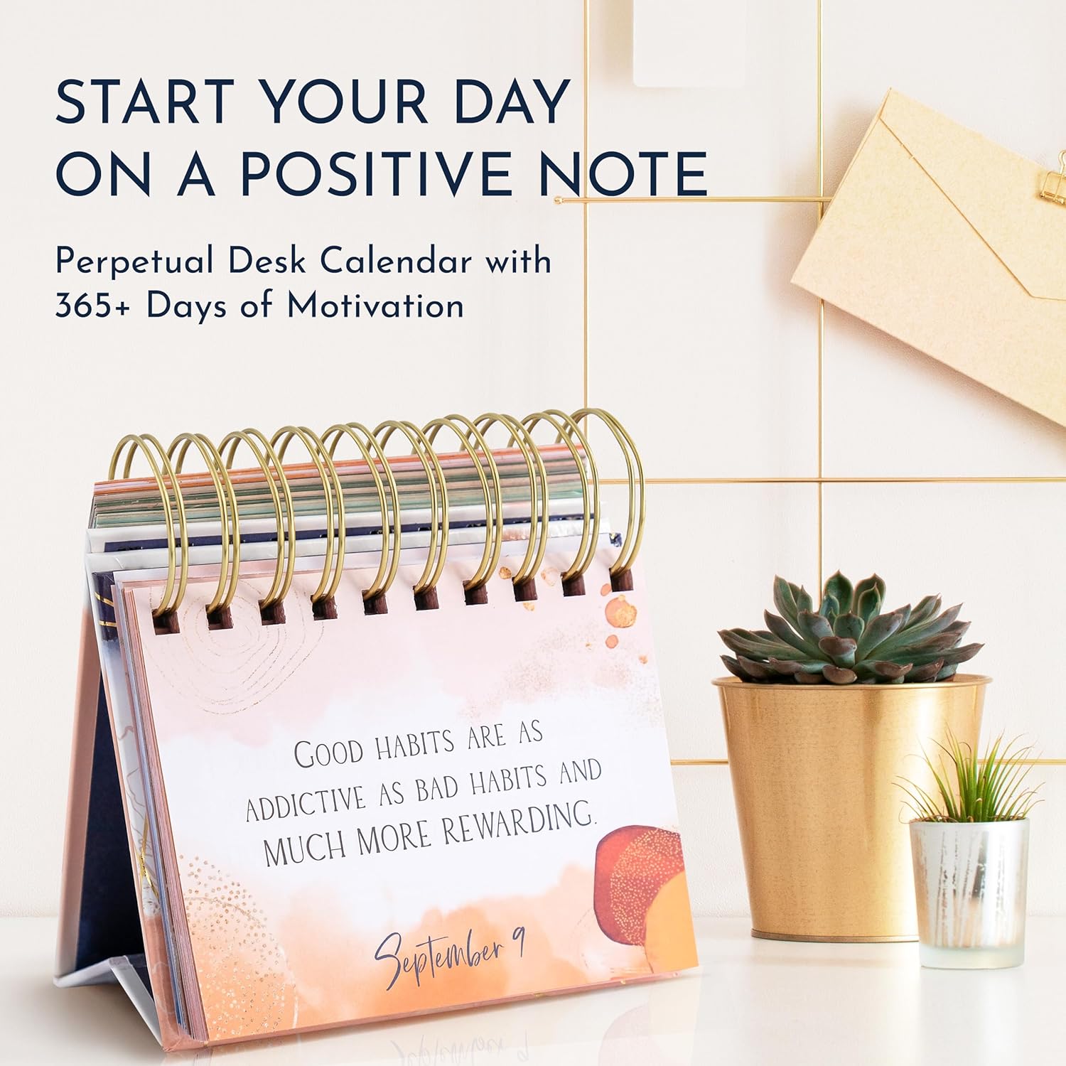 Motivational Calendar - Daily Flip Calendar with Inspirational Quotes - Motivational Desk Decor, Office Decor for Women Desk, Inspirational Gifts for Women, Perpetual Calendar