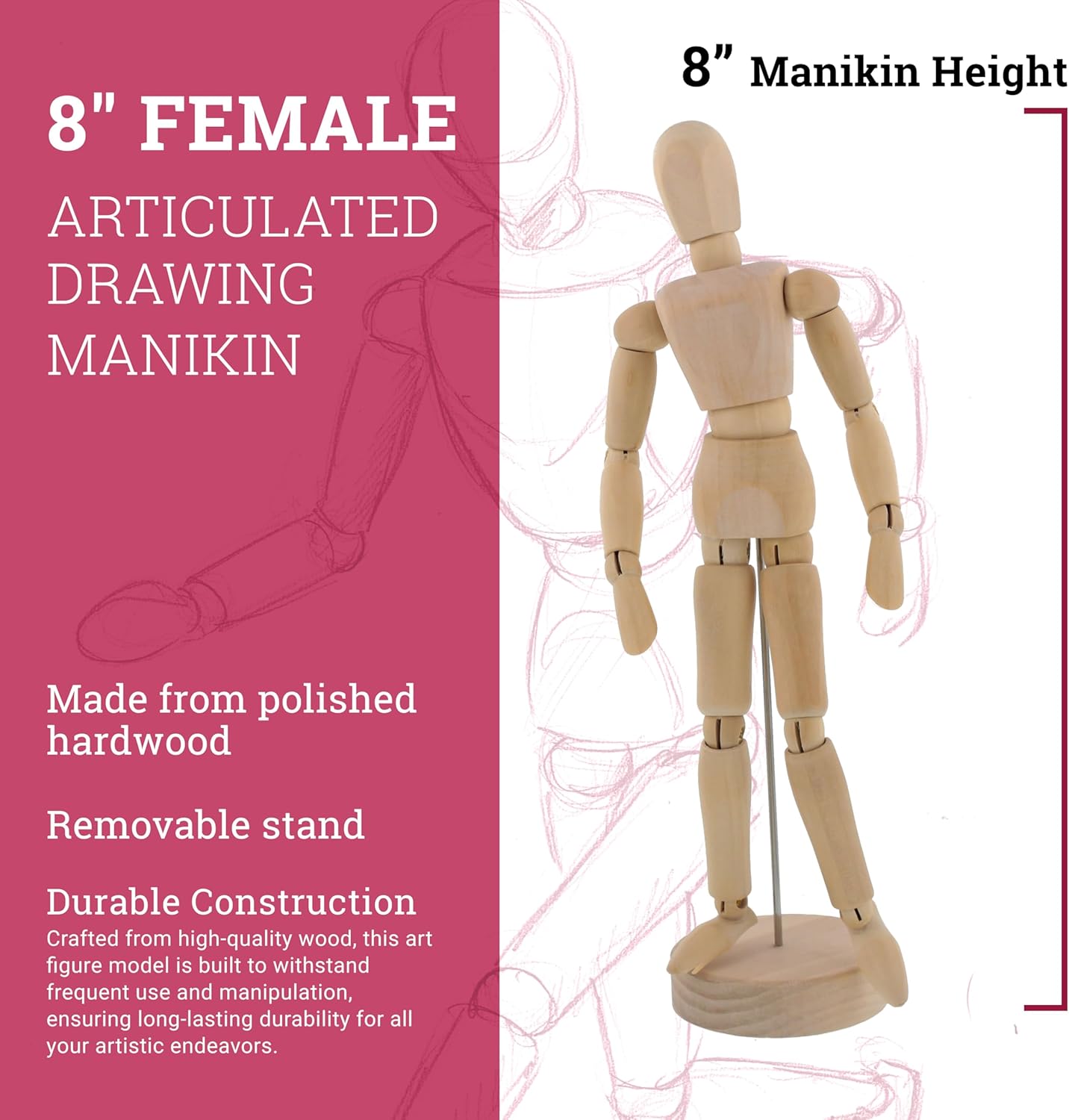 U Ar Suppl Woo 8inc Femal Artis Drawin Maniki Articulate Mannequi wit Bas an Flexibl Bod Perfec fo Drawin Th Huma Figur (8inc Female)
