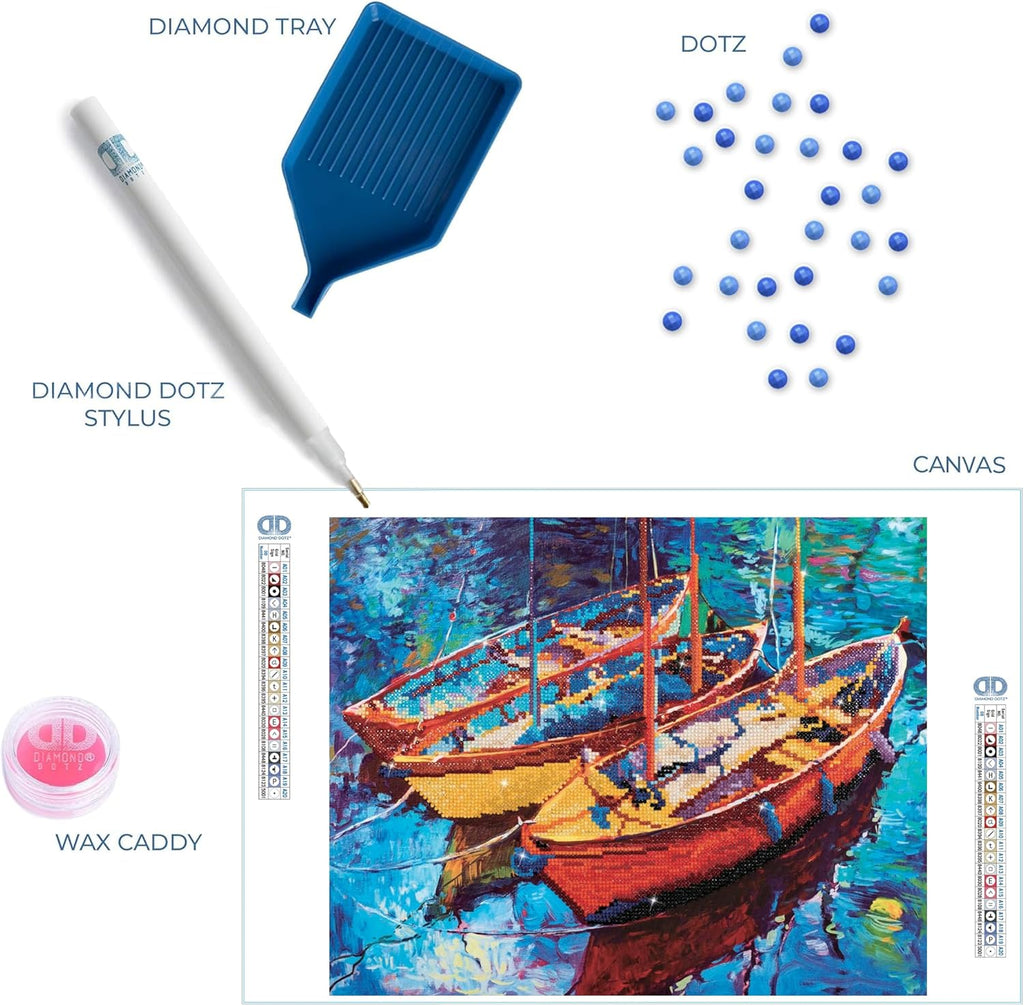 DIAMON DOT Drea Boat Se Diamon Paintin Kit fo Adult Diamon Ar Kit Relaxin Creativ Craf Ki wit Dot Gem 15inchx18.5inch