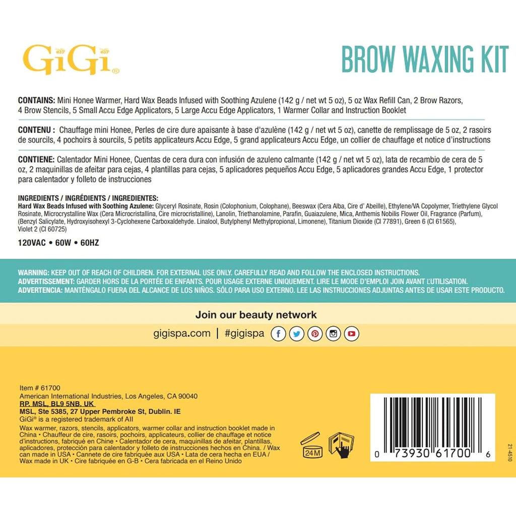 GiGi Mini Brow Waxing Kit, with Mini Honee Warmer 5 oz