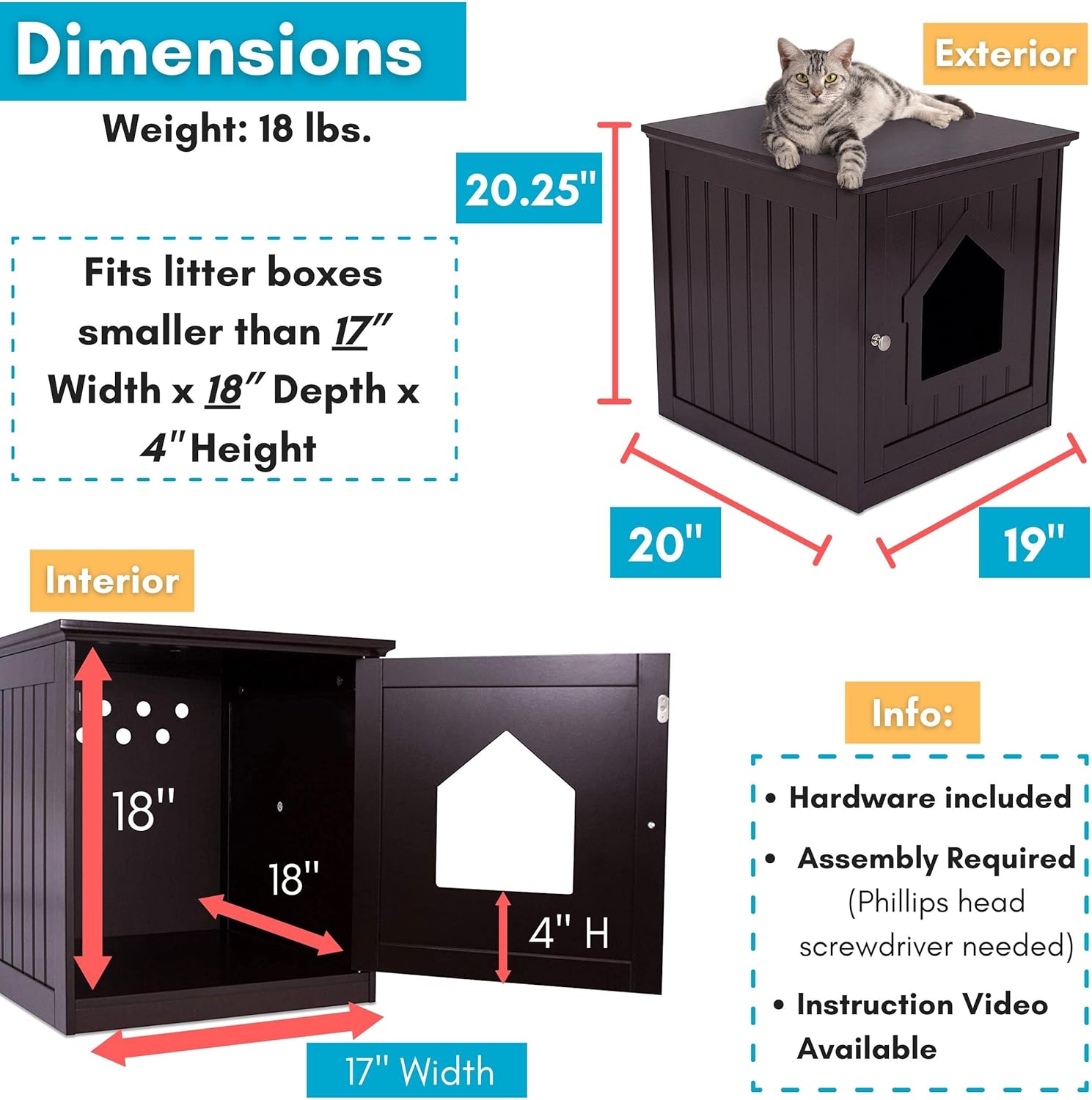 BIRDROC HOM Ca Litte Bo Furnitur Enclosur Hidde Kitt Litte Ca Hous wit Hinge Door Nightstand Sid Tabl Pe Crate Indoo Outdoo Woo Cabine fo Smal Cat an Dog Espresso