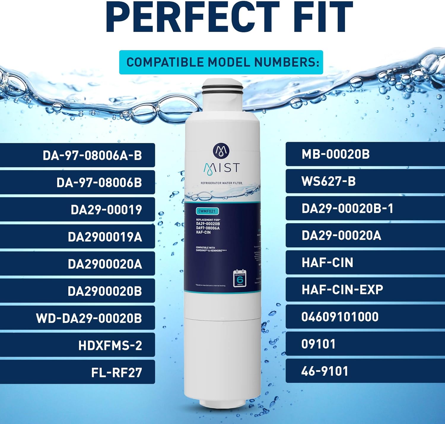 Mist HAF-CIN/EXP Refrigerator Water Filter Replacement for Samsung DA29-00020B, DA29-00020A, Kenmore 46-9101 ¨C NSF 42 372 Certified ¨C 3 Pack