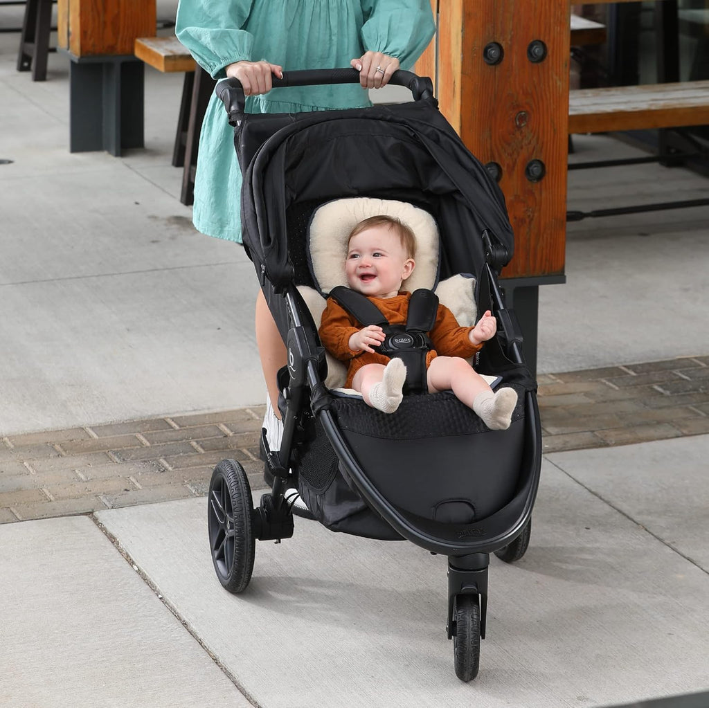 Brita Adjustabl Hea an Bod Suppor Pillo fo Ca Seat an Stroller Cras Teste Reversibl Fleec an Moistur Wickin Fabri Machin Washable
