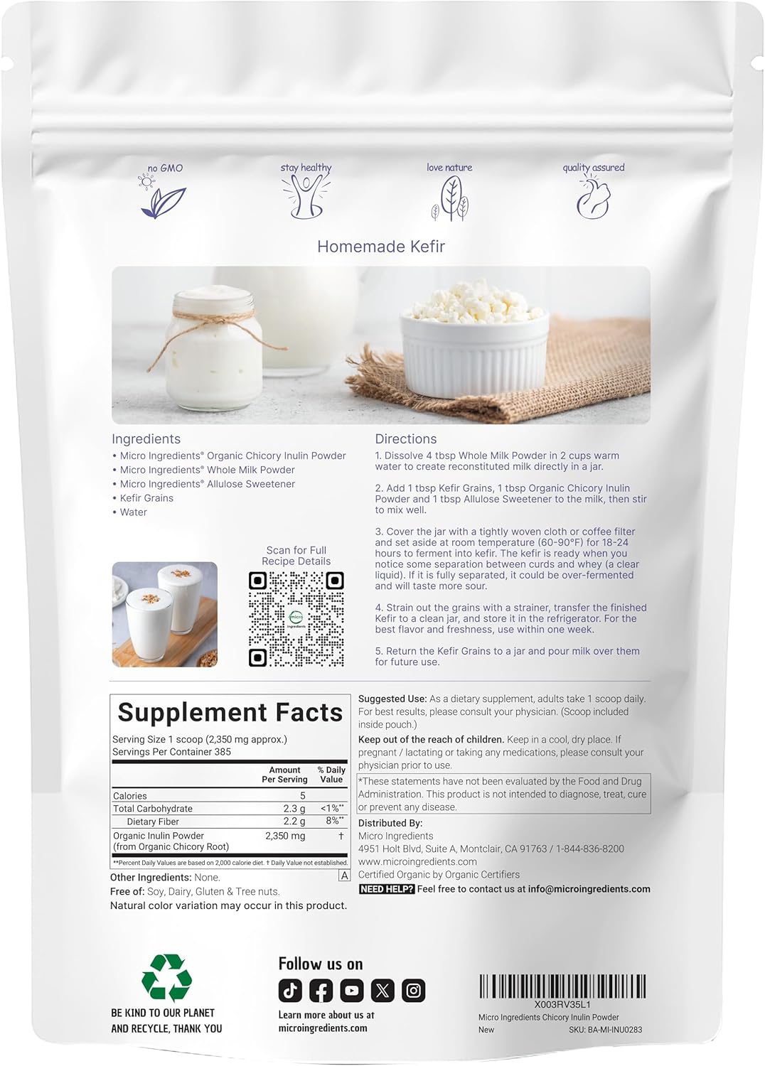 Micr Ingredient Organi Inuli Fibe Powder 2l Natura Prebioti t Suppor Digestiv Gu Healt Soluble Easil Digestibl Unflavored Vegan