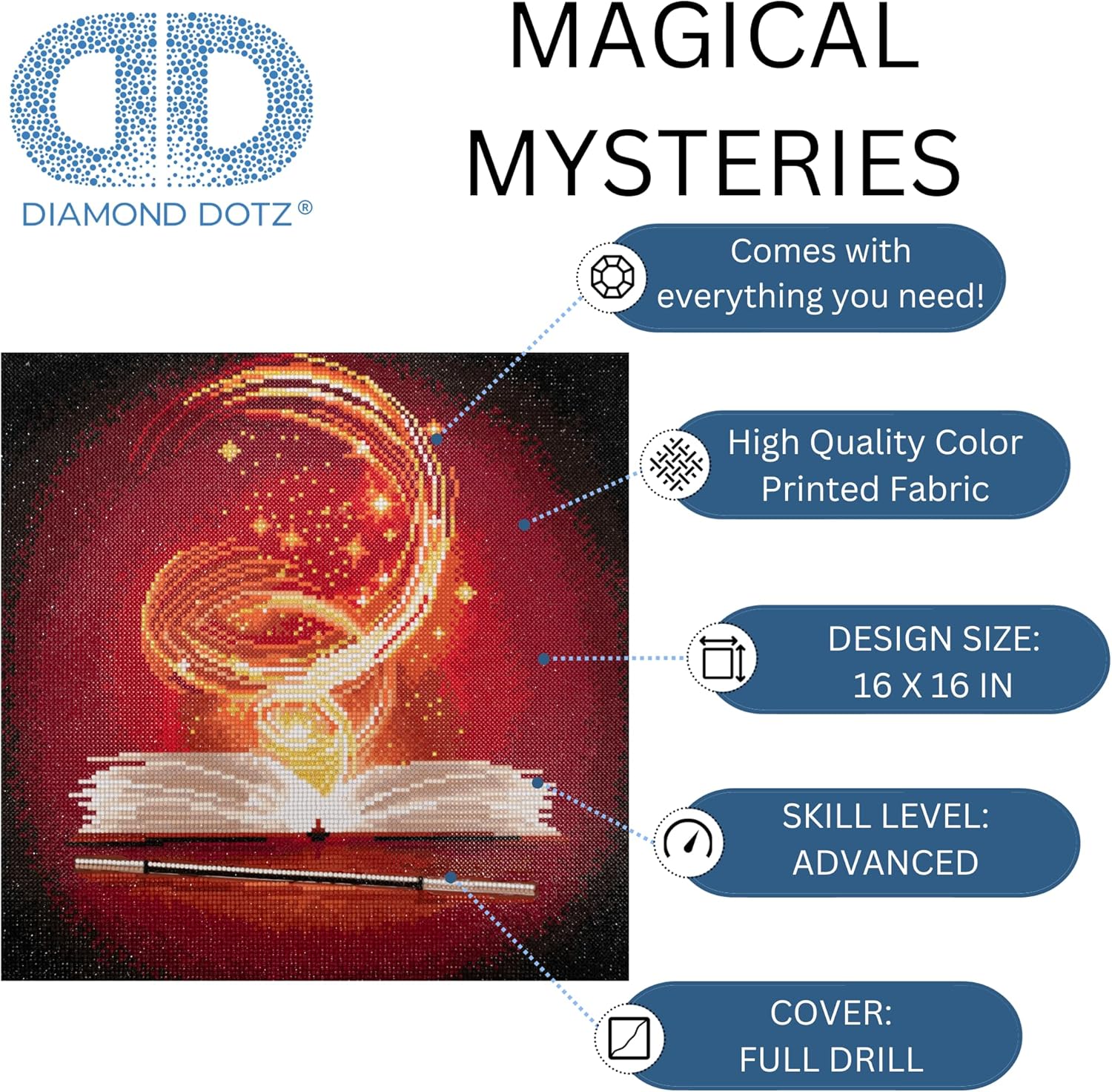 DIAMON DOT a Hom Magica Mysteries Ful Drill Roun Dotz Diamon Paintin Kits Diamon Ar Kit fo Adults Ge Art Diamon Art 16inchx16inch