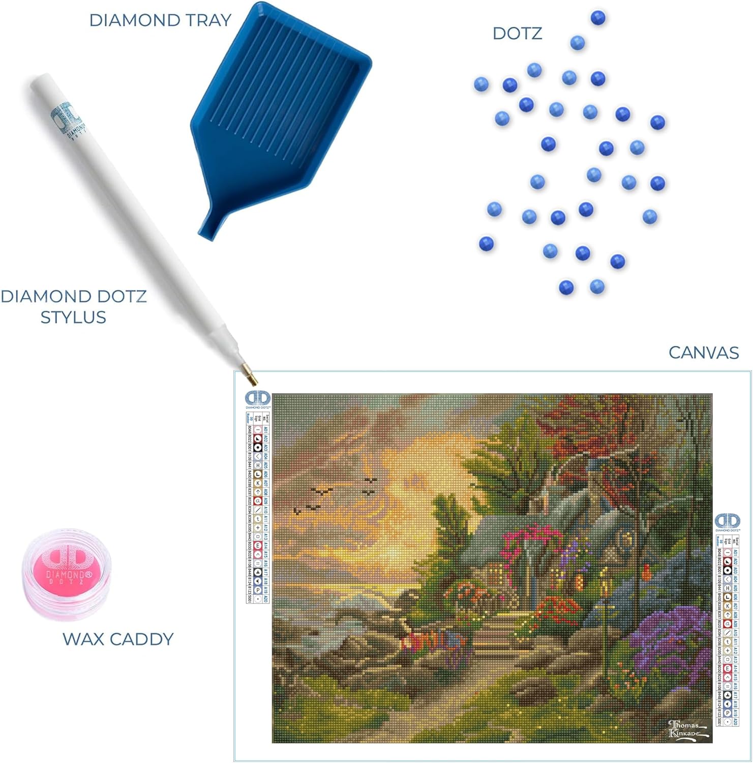 DIAMON DOT Thoma Kinkad Seasid Hideawa Landscap Diamon Paintin Kit fo Adult Diamon Ar Kit Relaxin Creativ Craf Ki wit Dot Gem 16inchx20inch