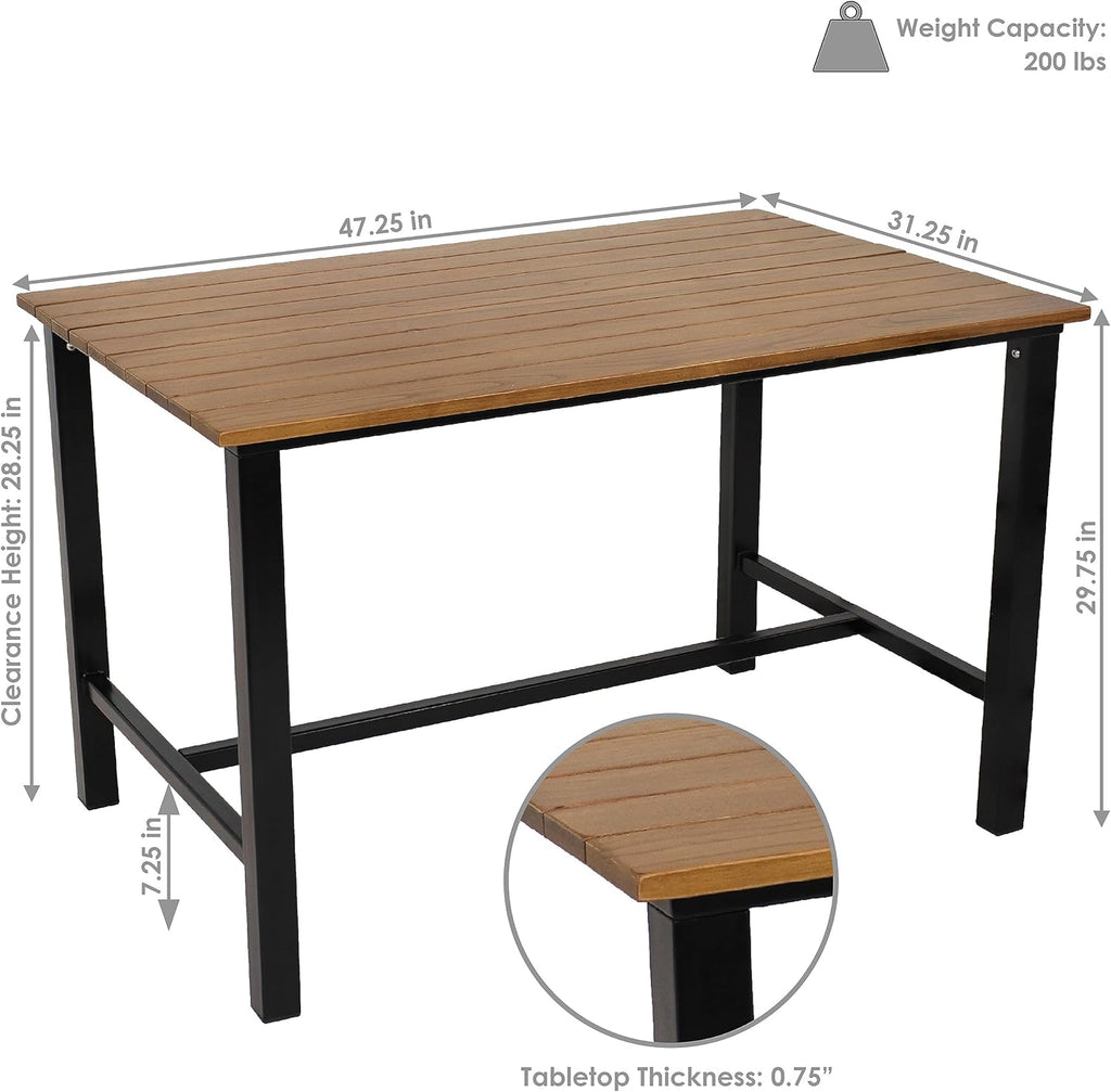 Sunnydaz 4-Perso Soli Woo Rectangl Pati Dinin Tabl fo Indoo o Outdoo Us 47.25inc  31.25inc D