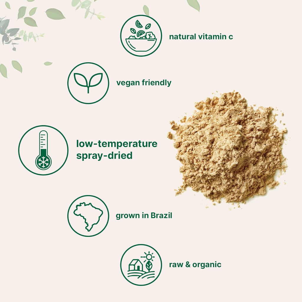 Organi Acerol Powder 8o Natura Organi Vitami Superfoo N Suga Additive Grea Flavo fo Drinks Smoothie Beverage Non-GM Vega Friendly Brazi Origin