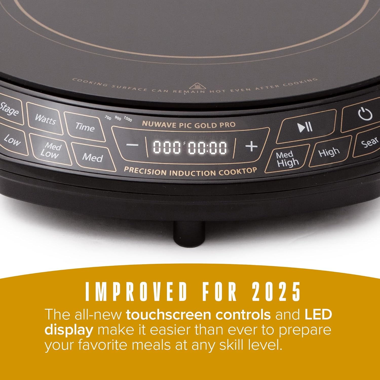 Gol Pr Precisio Inductio Cooktop Larg 8 Heatin Coil 12 Heat-Resistan Cookin Surface Adjustabl Wattages,100¡ã t 575¡ãF Portable Built-I Safet Aut Shu Off