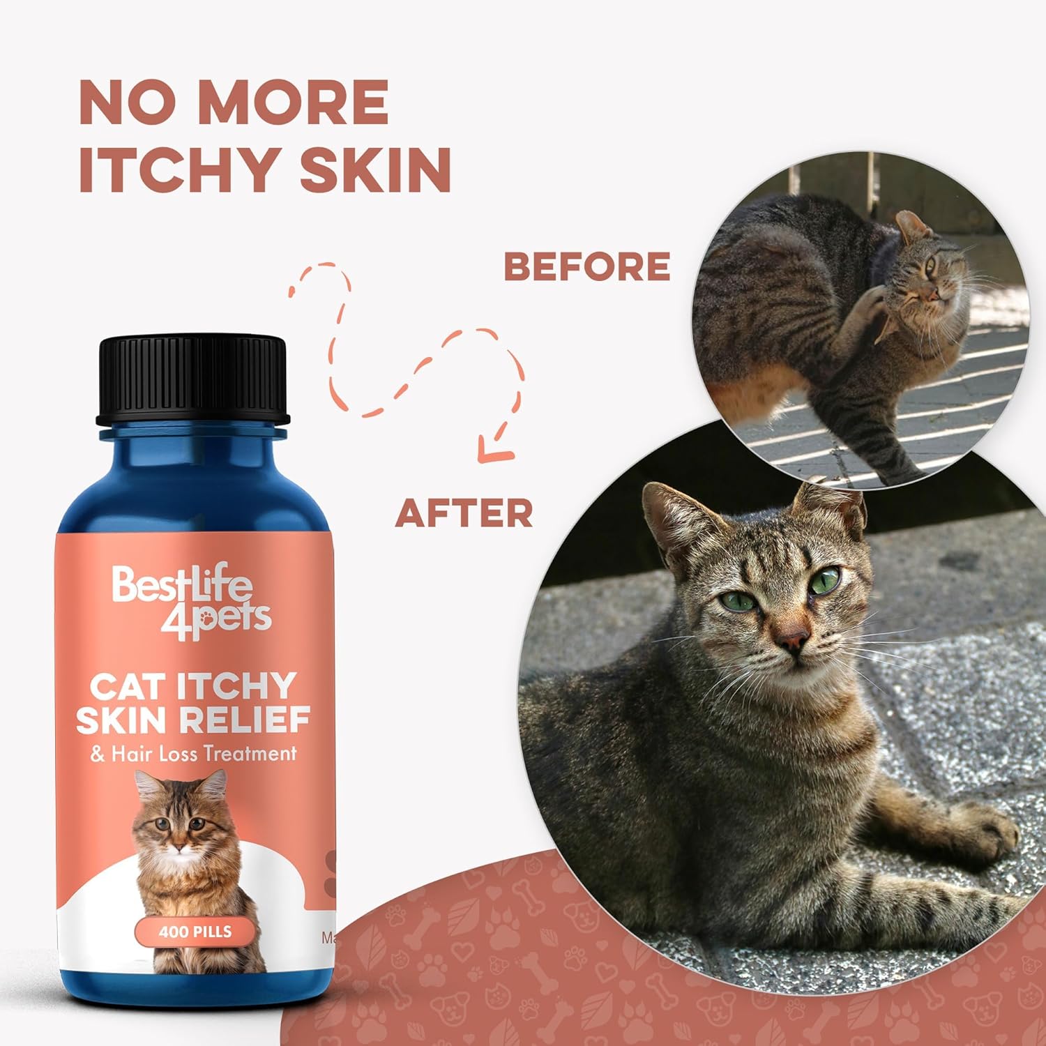 Ca Itch Ski Relie Hai Los Treatment Holisti Allerg Relie fo Cat Calm Dr Skin Dandruf Reduce Licking Scratching Patchy Matte an Sheddin Fur 40 Eas t Us Pills