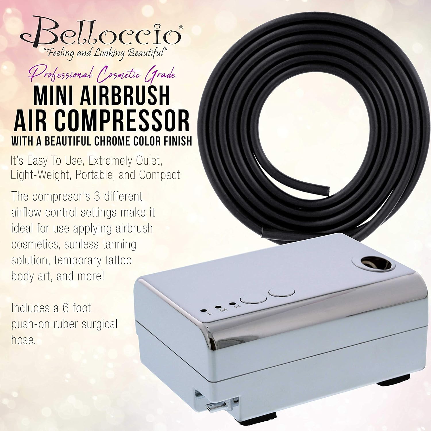 Bellocci Quie Min Airbrus Compresso wit Foo Hos  Airflo Settings Chrom Color Airbrus Holde Idea fo Makeu Cosmetics Sunles Spra Tanning Temporar Tattoos Cak Decorating