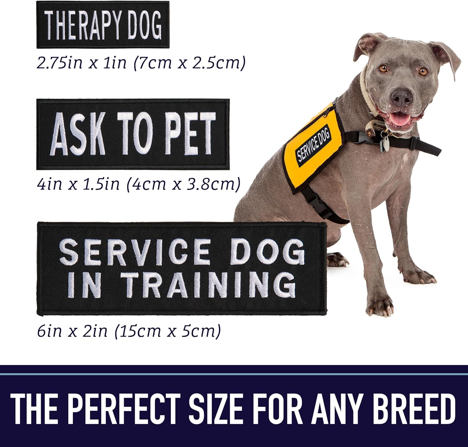Leash Boss Service Dog Patches for Harness | Velcro Patches for Dog Harness or Vest | Do Not Pet Patch, Dog in Training, Service Dog, Emotional Support | Removable Hook and Loop Embroidered Patches