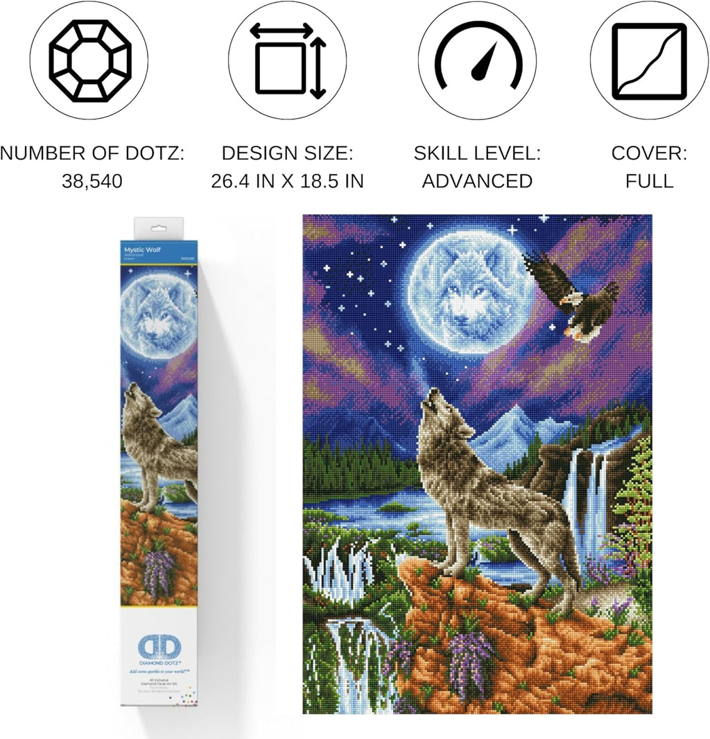 DIAMON DOT Mysti Wol Diamon Ar Ki fo Adults 26.4x18.5in Ful Drill Roun Dotz Diamon Paintin Kit Diamon Art