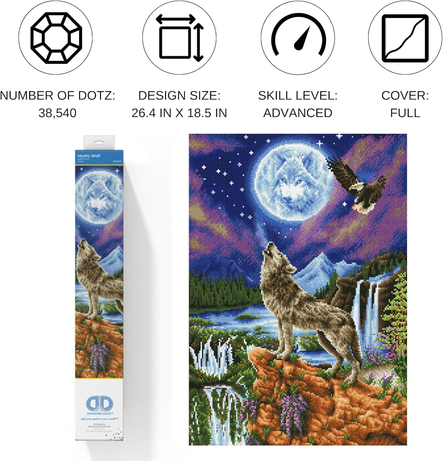 DIAMON DOT Mysti Wol Diamon Ar Ki fo Adults 26.4x18.5in Ful Drill Roun Dotz Diamon Paintin Kit Diamon Art