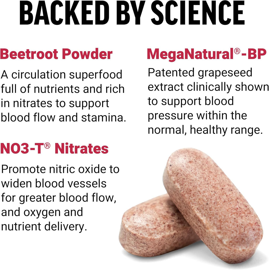 Force Factor Total Beets Blood Pressure Support with Grape Seed Extract and Non GMO Beet Root Powder for Heart Health, Circulation, Blood Flow, 120 Count