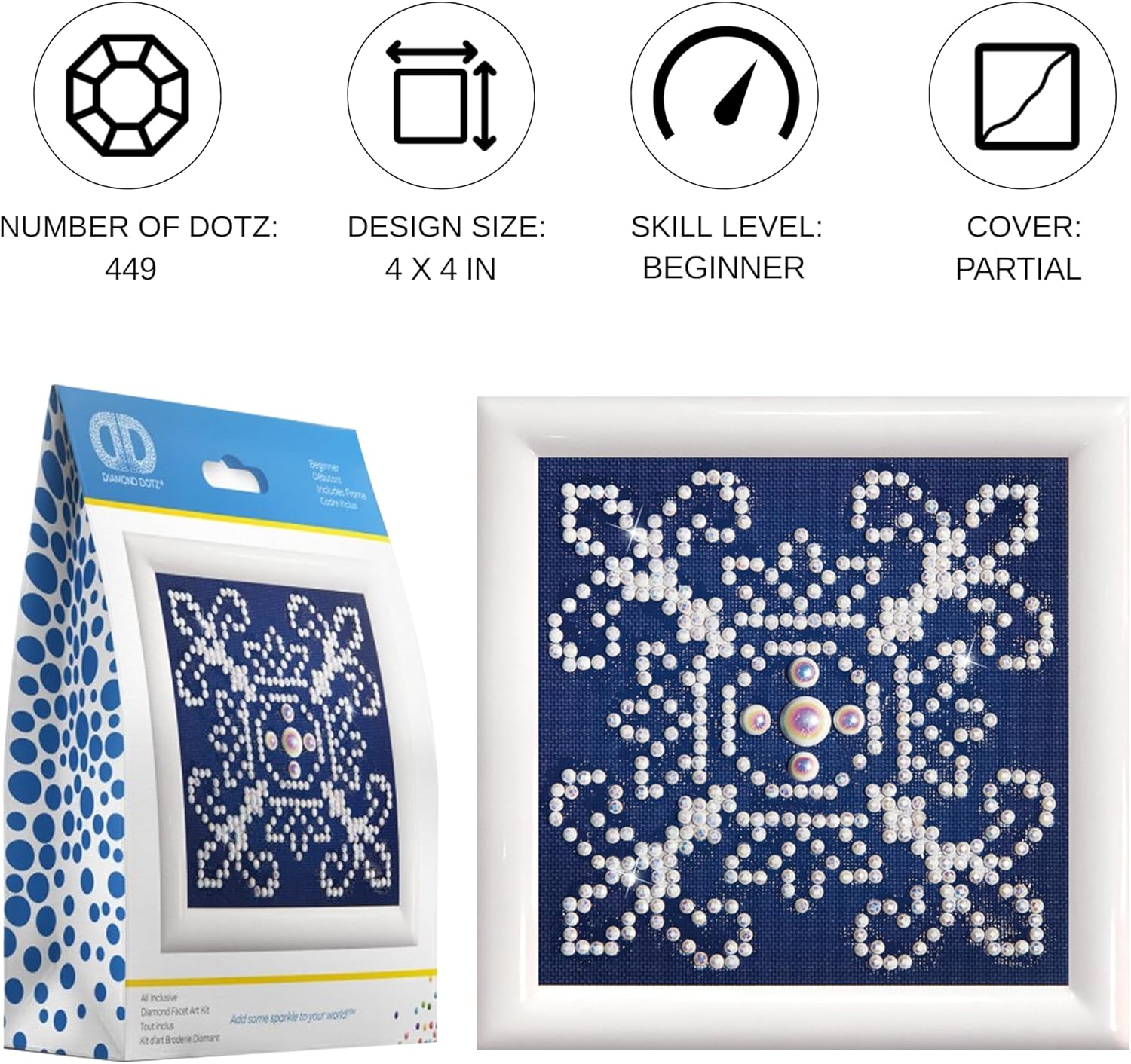 DIAMON DOT Whit o Blu Ki wit Fram Patter Diamon Paintin Kit fo Adult Diamon Ar Kit Relaxin Creativ Craf Ki wit Dot Gem 3.5inchx3.5inch