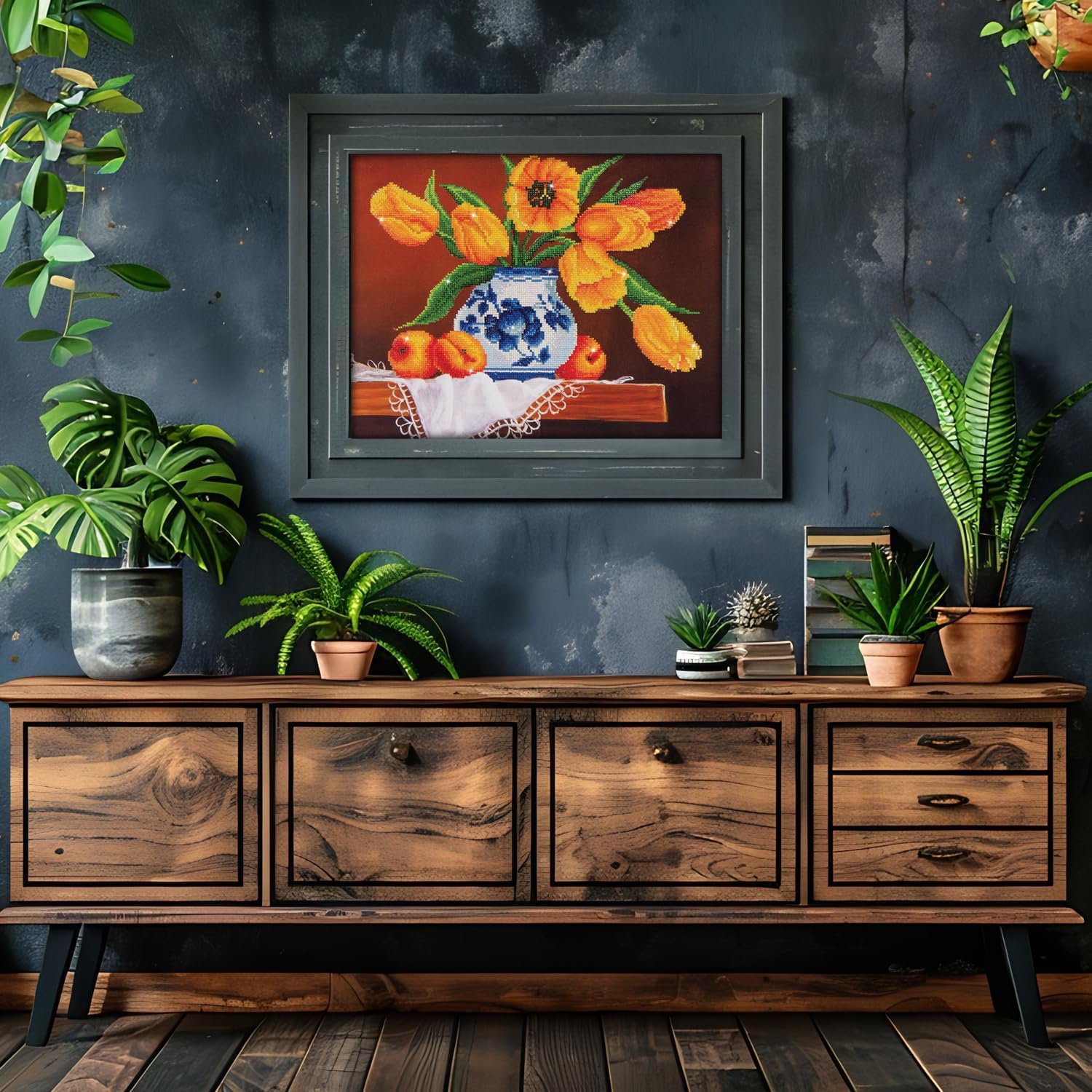 DIAMON DOT Yello Tulip Partia Dril Roun Dot Diamon Paintin Ki fo Adults 16''x20''