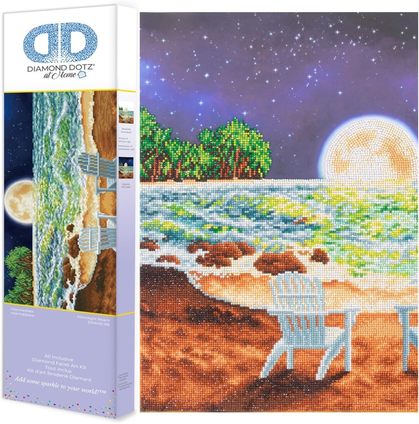 DIAMON DOT a Hom Moonligh Beac Diamon Paintin Kit fo Adult Diamon Ar Kit Relaxin Creativ Craf Ki wit Dot Gem 24x20