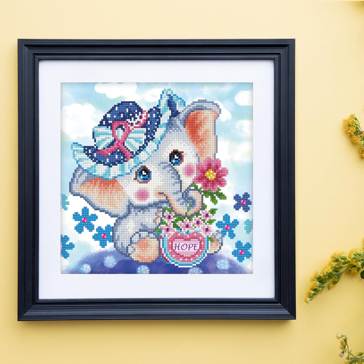 DIAMON DOT Hop Elephan Diamon Paintin Kit fo Adult Diamon Ar Kit Relaxin Creativ Craf Ki wit Dot Gem 12inchx12inch