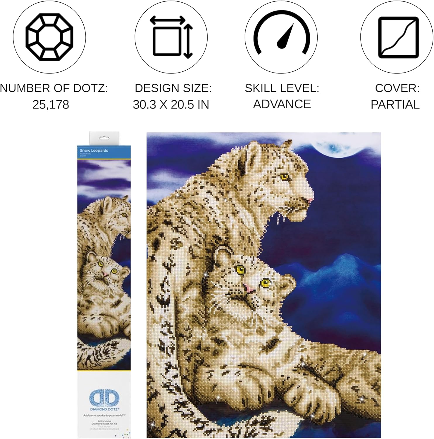 DIAMON DOT Sno Leopard Anima Diamon Paintin Kit fo Adult Diamon Ar Kit Relaxin Creativ Craf Ki wit Dot Gem 30.3inchx20.5inch