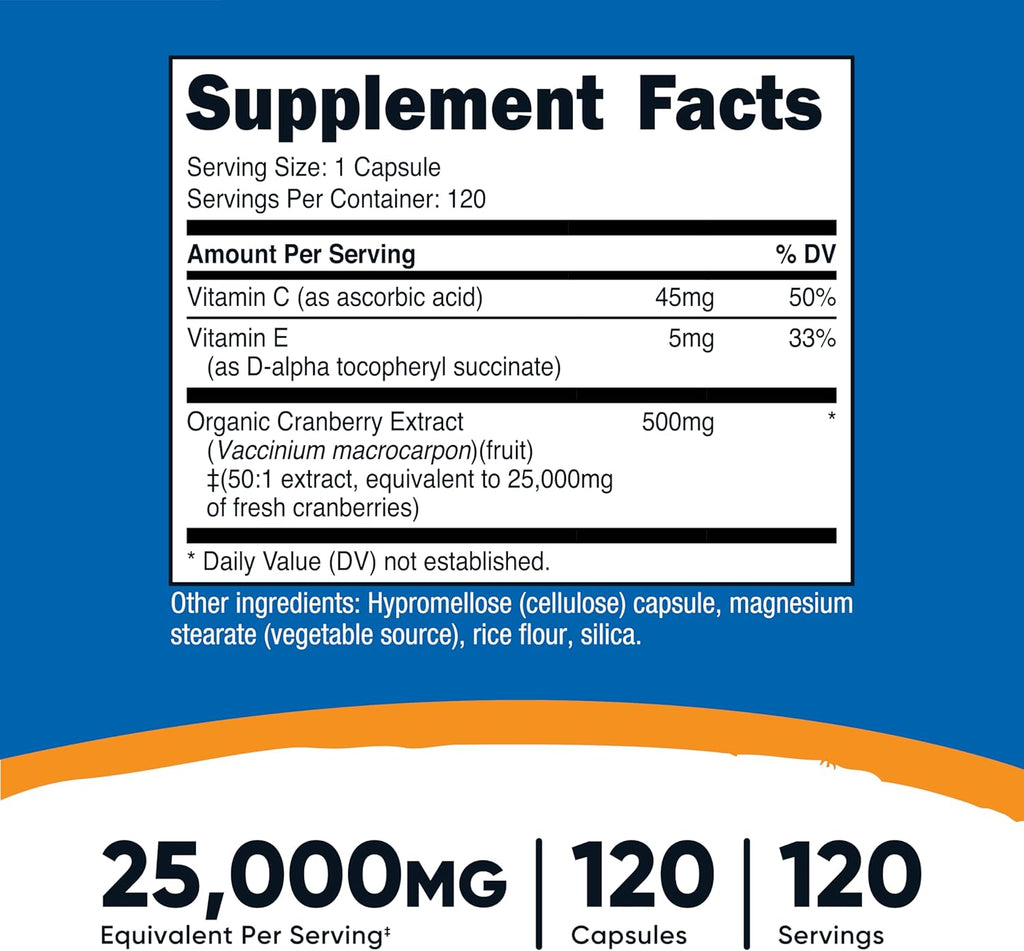 Nutricost Cranberry Extract 25,000mg (120 Servings) 3 Bottles with Vitamin C E