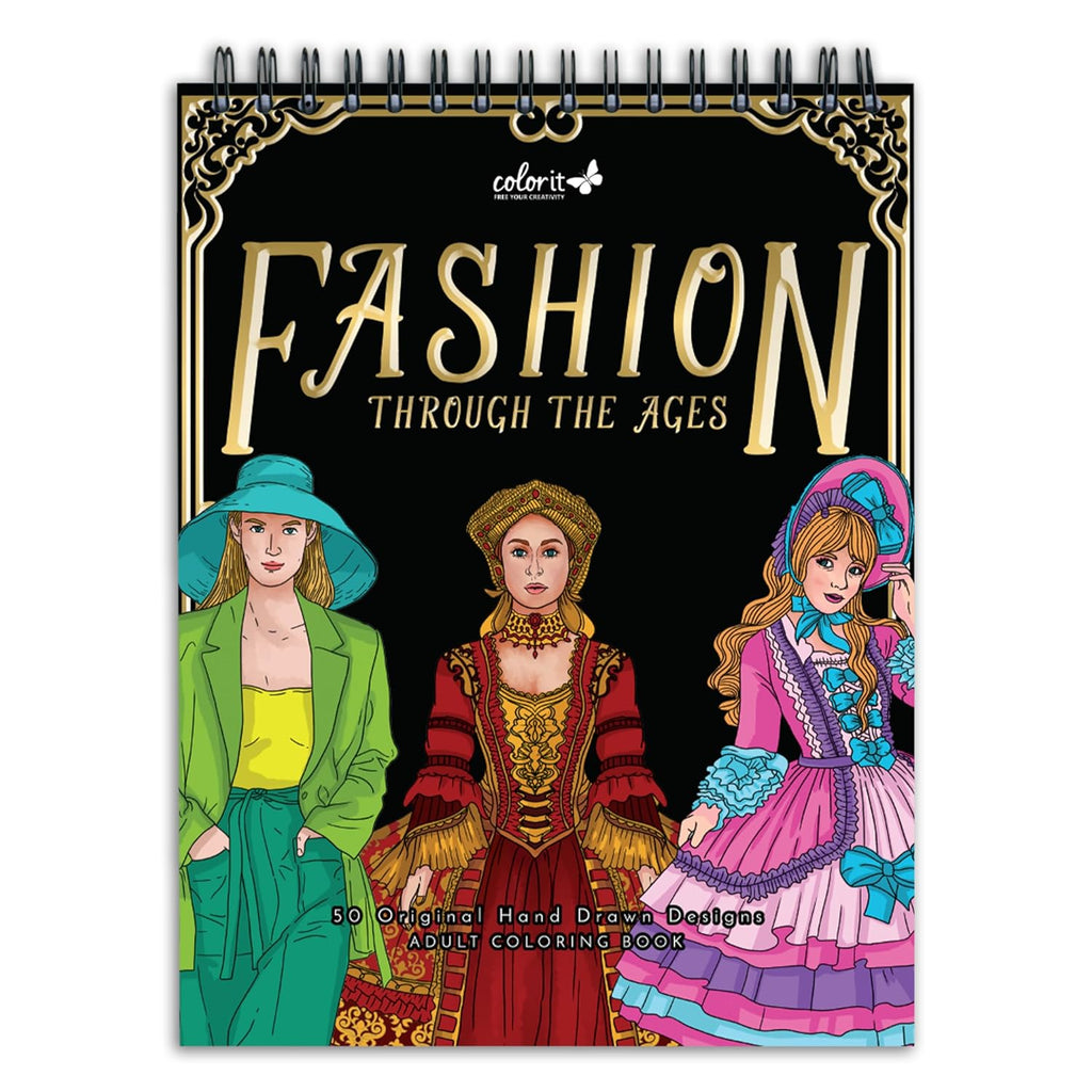 ColorI Fashio Throug Th Age Adul Colorin Boo 5 Single-Side Designs Thic Smoot Paper La Fla Hardbac Covers Spira Bound US Printed Fashio Page t Color