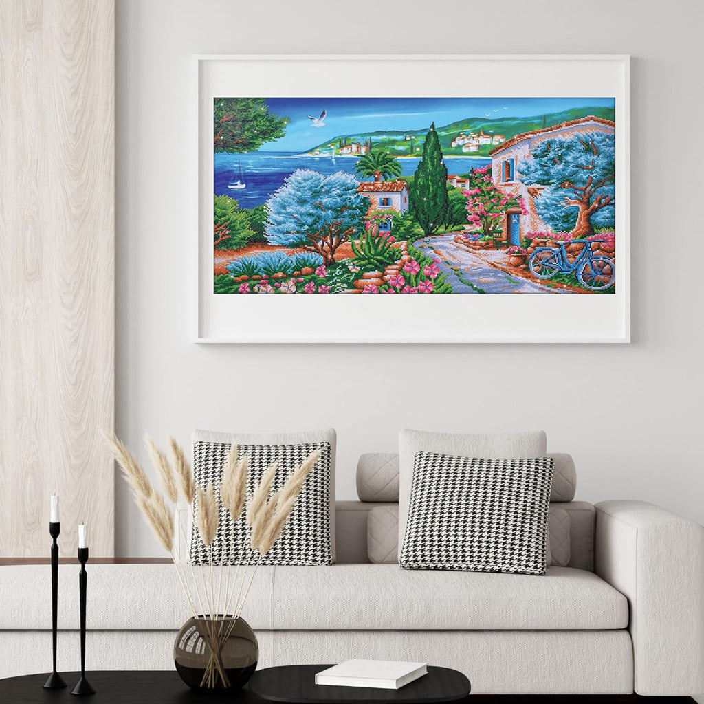 DIAMON DOT L Provenc Landscap Diamon Paintin Kit fo Adult Diamon Ar Kit Relaxin Creativ Craf Ki wit Dot Gem 20inchx39.4inch