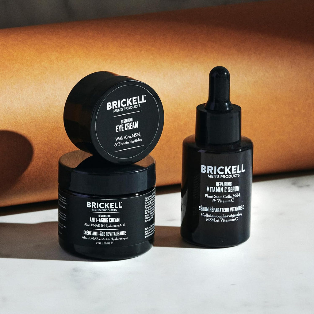 Brickel Men' Advance Anti-Agin Ski Car Routine Nigh Fac Cream Vitami Facia Seru an Ey Cream Natura an Organic Scented Ski Car Gif Set