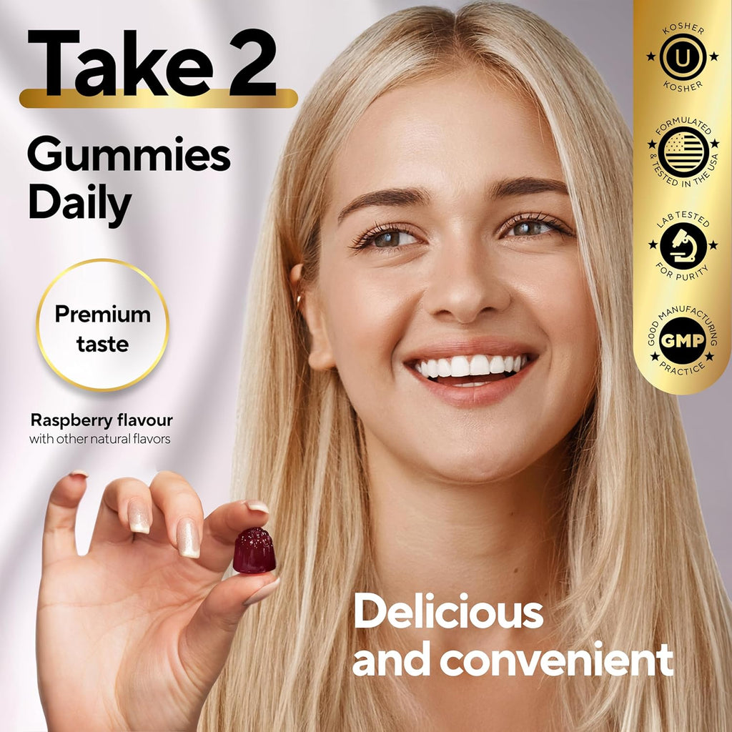 Bioti Gummie 10000mc fo Wome an Me Extr Strengt Hair Ski an Nail Gummie wit Collage Natura Bioti Gumm Supplemen fo Hair Skin Nail Suppor 6 ct