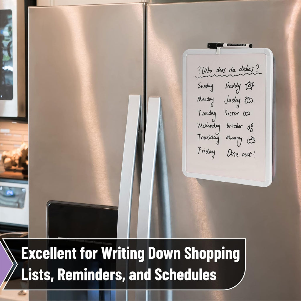 Dry Erase Board, 14¡± x 11¡± with a Black Dry Erase Marker, Small Mini White Board for Students, White Frame, Includes Double Sided Tapes