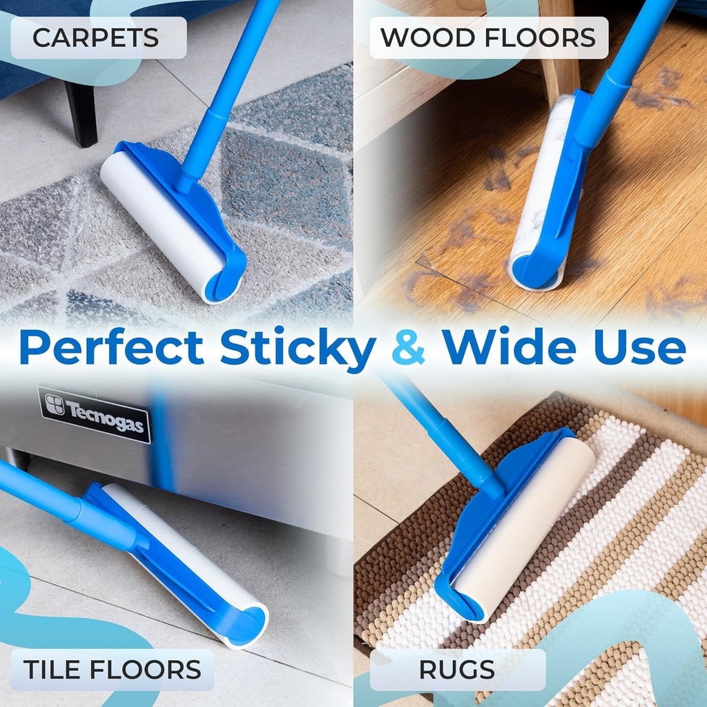 PetLovers Large Lint Roller with 3 Refills ¨C 400 Total Sheets for Tackling Pet Hair, Extra Large Floor and Carpet Roller for Homes with Pets, Perfect for Floors, Furniture, and Loving Pet Owners