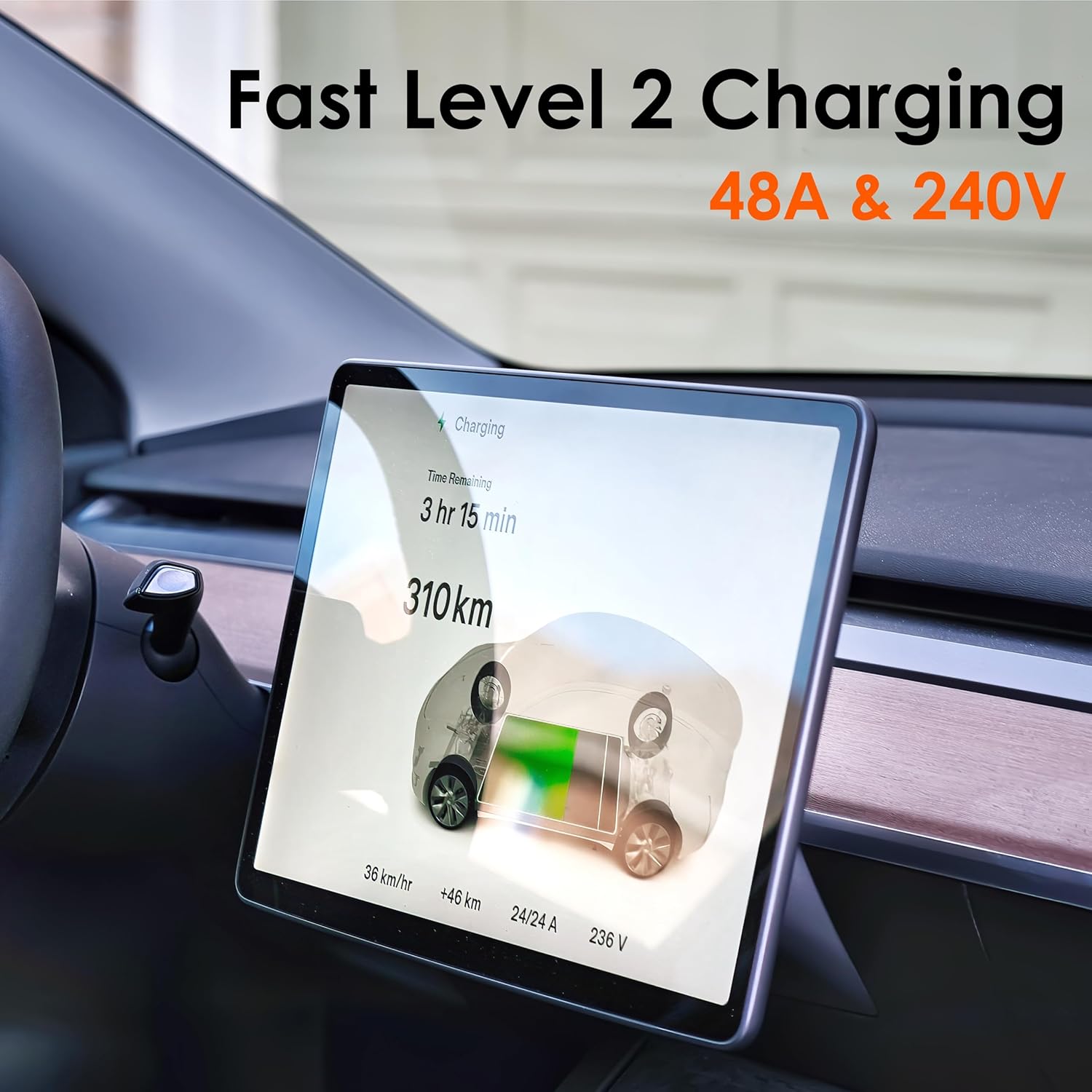 48 Tesl Extensio Cord 20ft Compatibl wit Model 3/Y/S/X Flexibl Durable 1-Pac E Charge Accessory Tesl Charge No Included