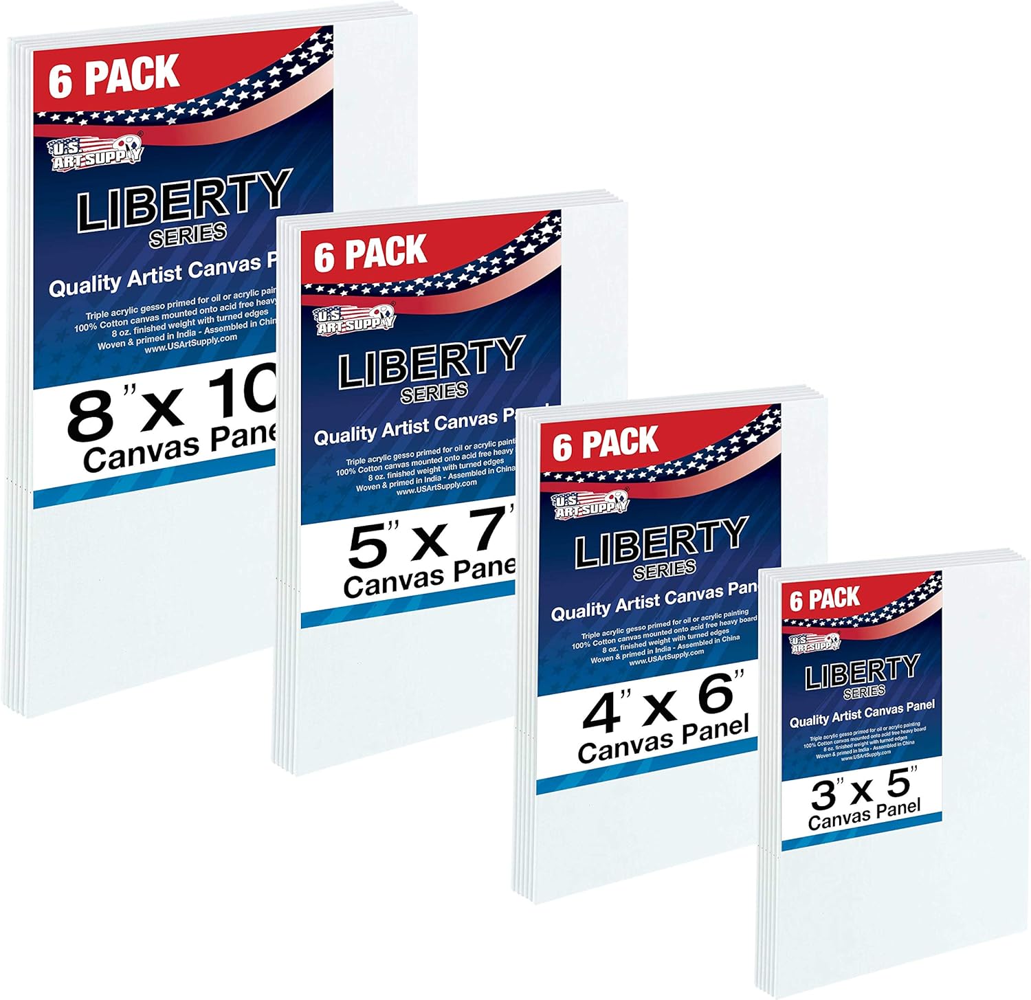U.S Ar Suppl Multi-Pac 6-E o 3x5 4x6 5x 8x1 inc Professiona Qualit Smal Artis Canva Pane Boar Assortmen Pac (2 Tota Pane Boards)