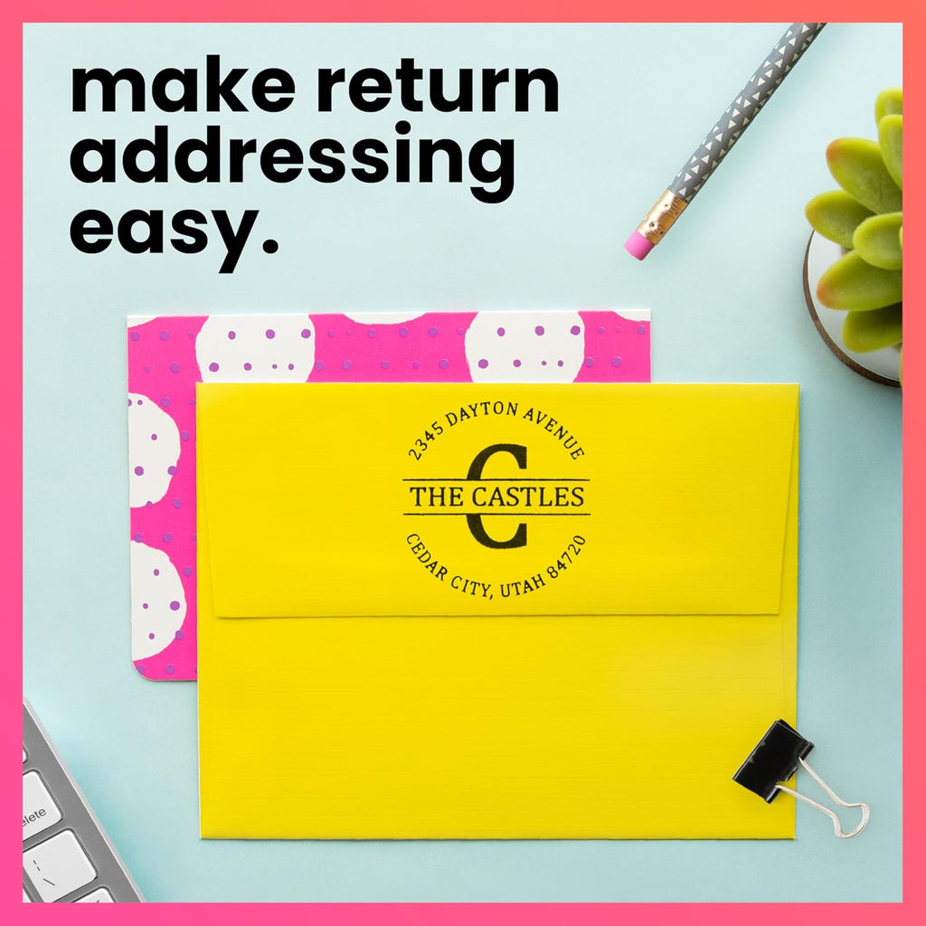 ExcelMar Custo Addres Stamp Self-Inkin Monogra Addres Stamp Personalized