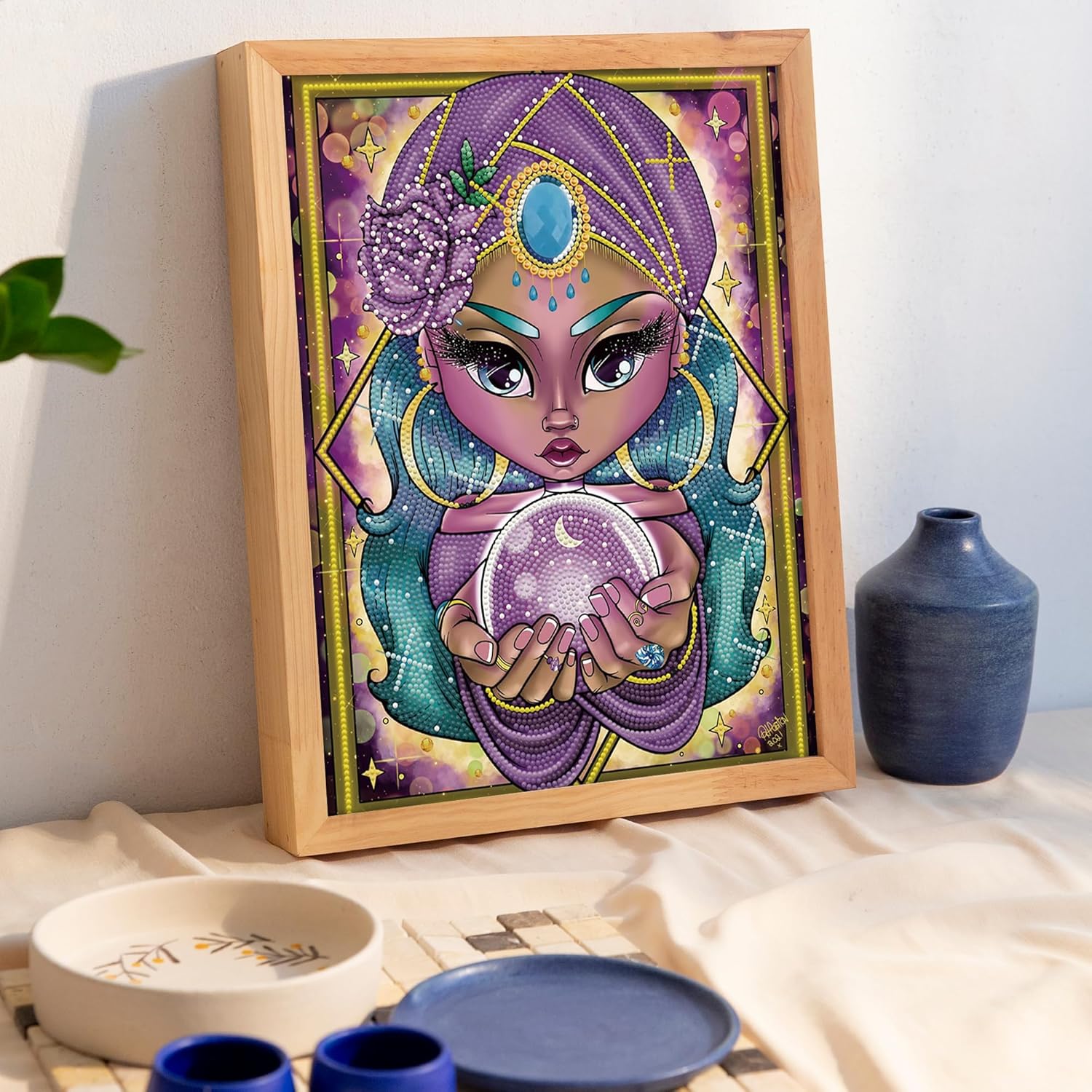 DIAMON DOT Fortun Telle Wome Diamon Paintin Kit fo Adult Diamon Ar Kit Relaxin Creativ Craf Ki wit Dot Gem 15.8inchx11.8inch