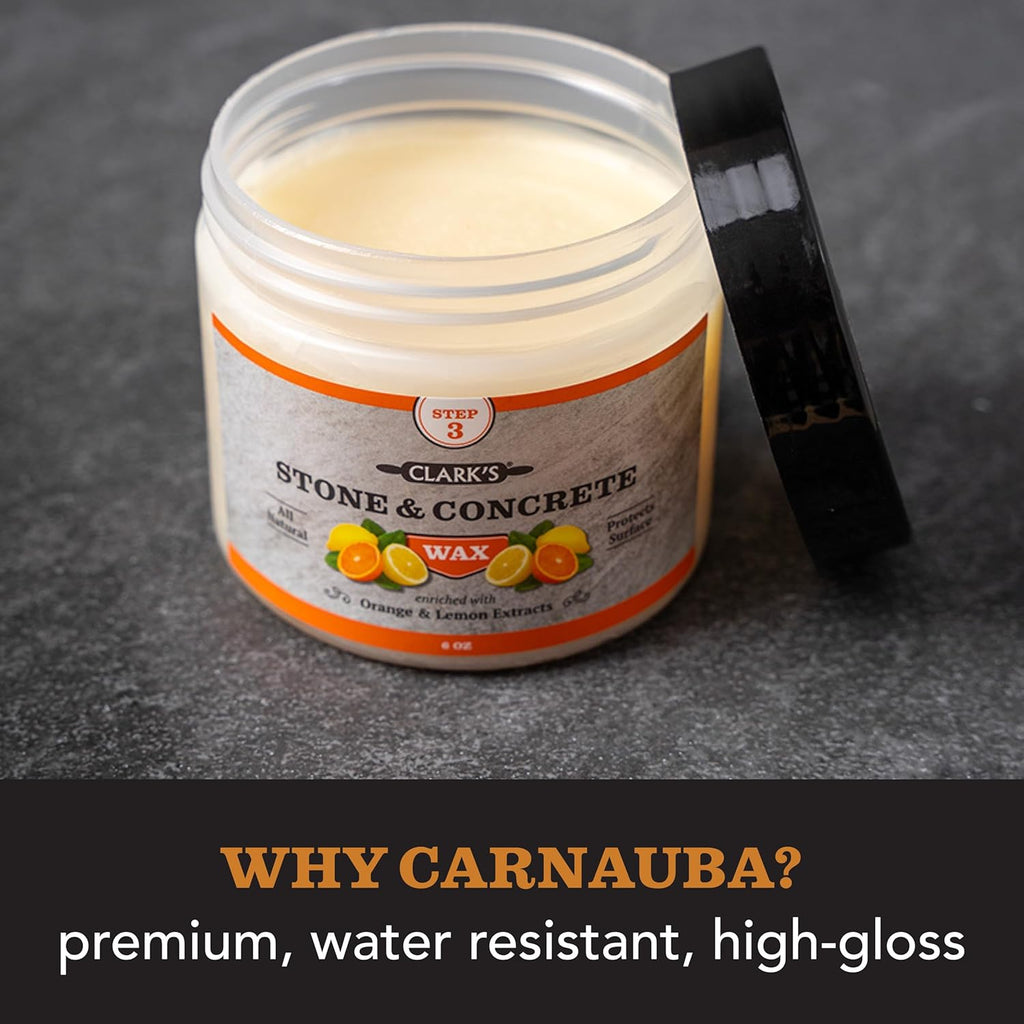 CLARK¡¯S Stone and Concrete Wax - Soapstone Wax with Orange and Lemon Extracts - Helps Preserve and Protect Against Liquids - Revitalizes Stone Surfaces - Made with Carnauba and Beeswax