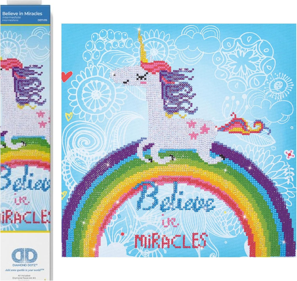 DIAMON DOT Believ i Miracle Unicor Diamon Paintin Kit fo Adult Diamon Ar Kit Relaxin Creativ Craf Ki wit Dot Gem 13.8inchx13.8inch