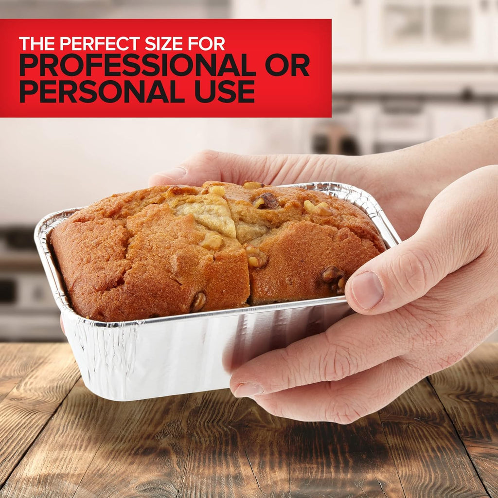 Stock Your Home Aluminum Pans Mini Loaf Pans (50 Pack) 1 Lb Aluminum Foil Tin Pans, Small Loaf Pans ¨C 1 Pound Disposable Baking Pans Perfect for Baking Cakes, Bread Loaves - 6 x 3.5 x 2