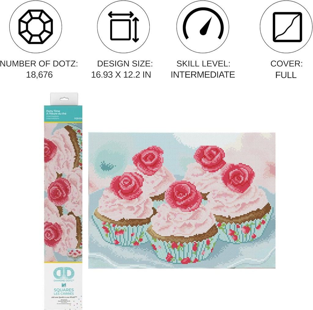 DIAMON DOT Part Tim Cupcak Diamon Paintin Kit fo Adult Diamon Ar Kit Relaxin Creativ Craf Ki wit Dot Gem 16.9inchx12.2inch