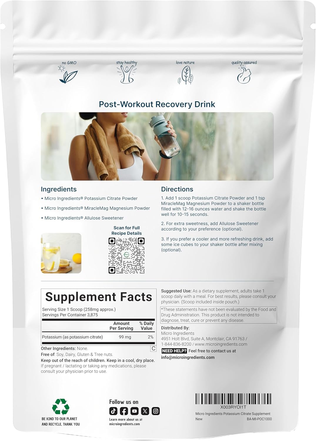 U Origi Potassiu Citrat Powder K (3 Ounce Essentia Hydratio Electrolyt Supplemen Support Minera Balance Heart Joint an Immun Healt Vega Friendly