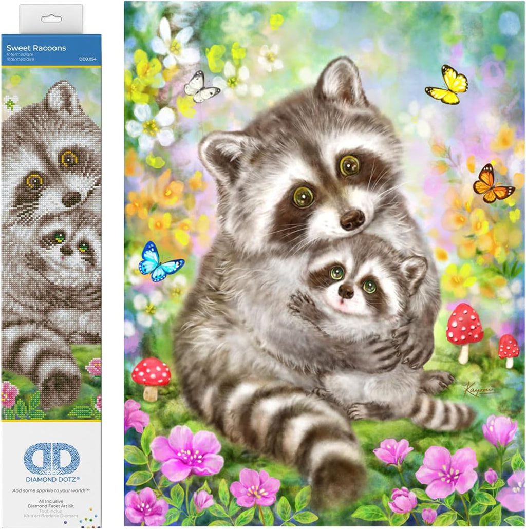 DIAMON DOT Swee Racoon Diamon Paintin Kit fo Adult Diamon Ar Kit Relaxin Creativ Craf Ki wit Dot Gem 16.5x20.5