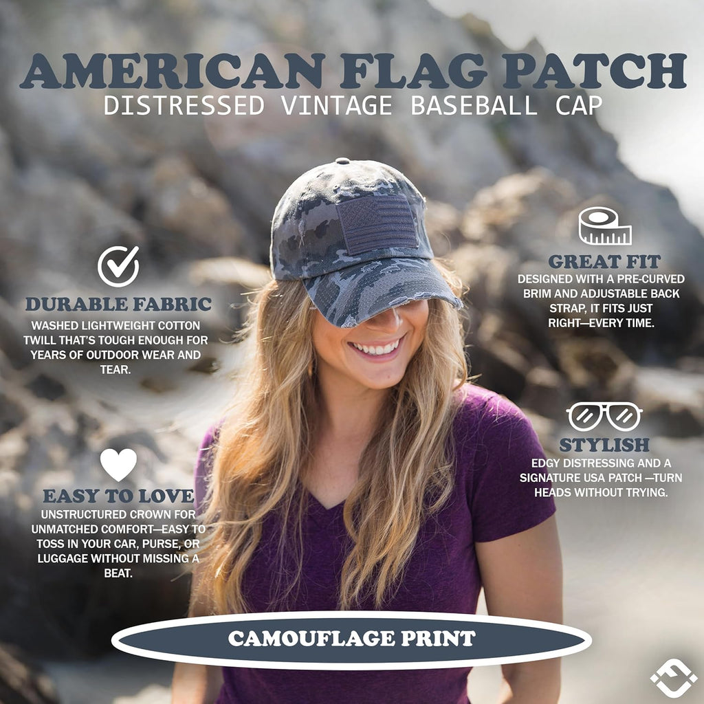 Funky Junque Distressed Vintage Baseball Cap - Embroidered Patch Women's Hat - Holiday, Lifestyle Patriotic Designs