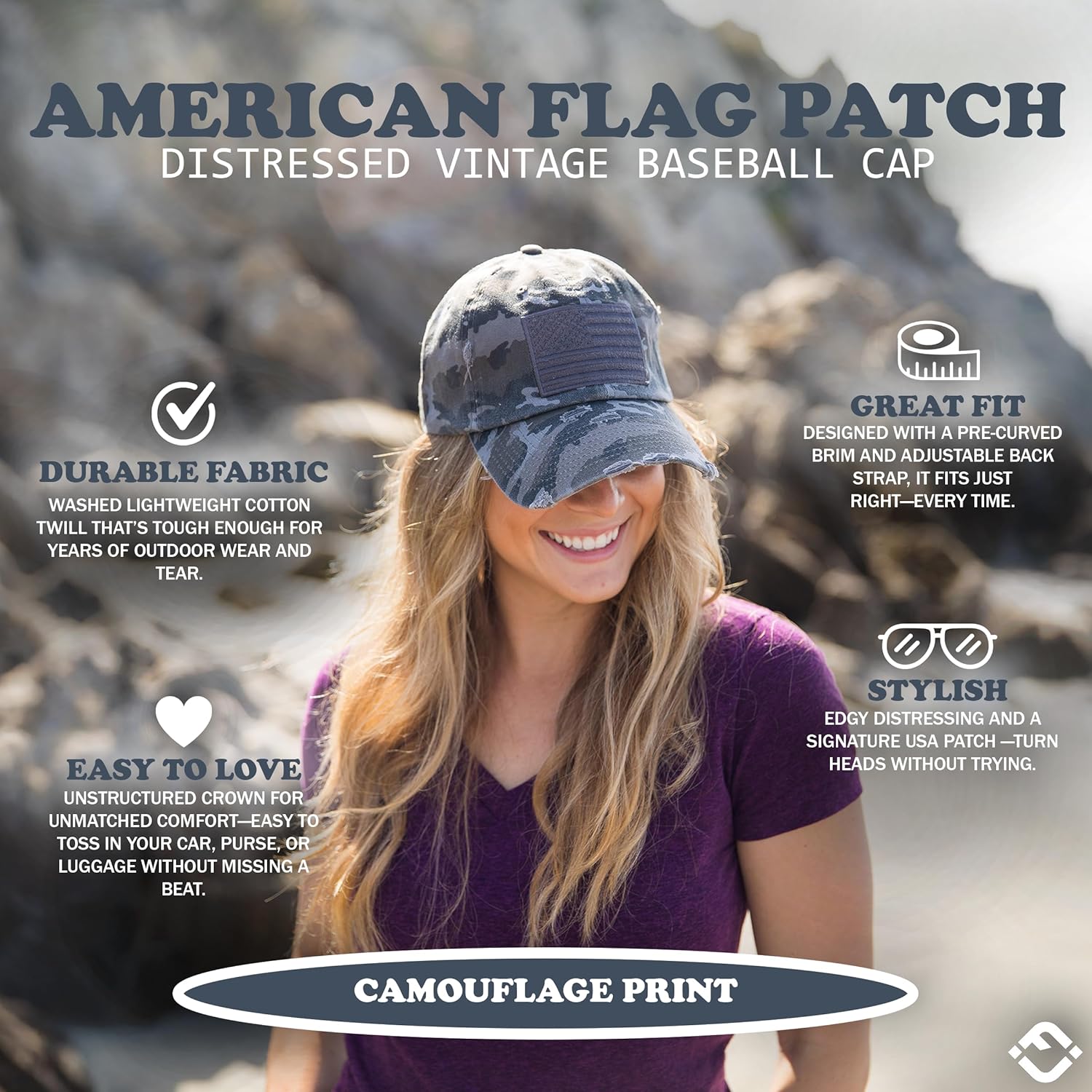 Funky Junque Distressed Vintage Baseball Cap - Embroidered Patch Women's Hat - Holiday, Lifestyle Patriotic Designs
