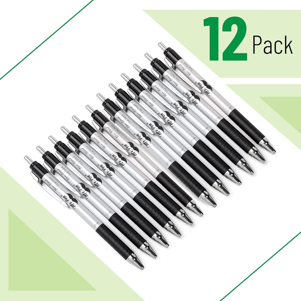Mr. Pen - 12 Pack Black Fine Tip Pens, Fast Dry, No Smear & Bleed Through, Ideal for Bible Journaling & Planners