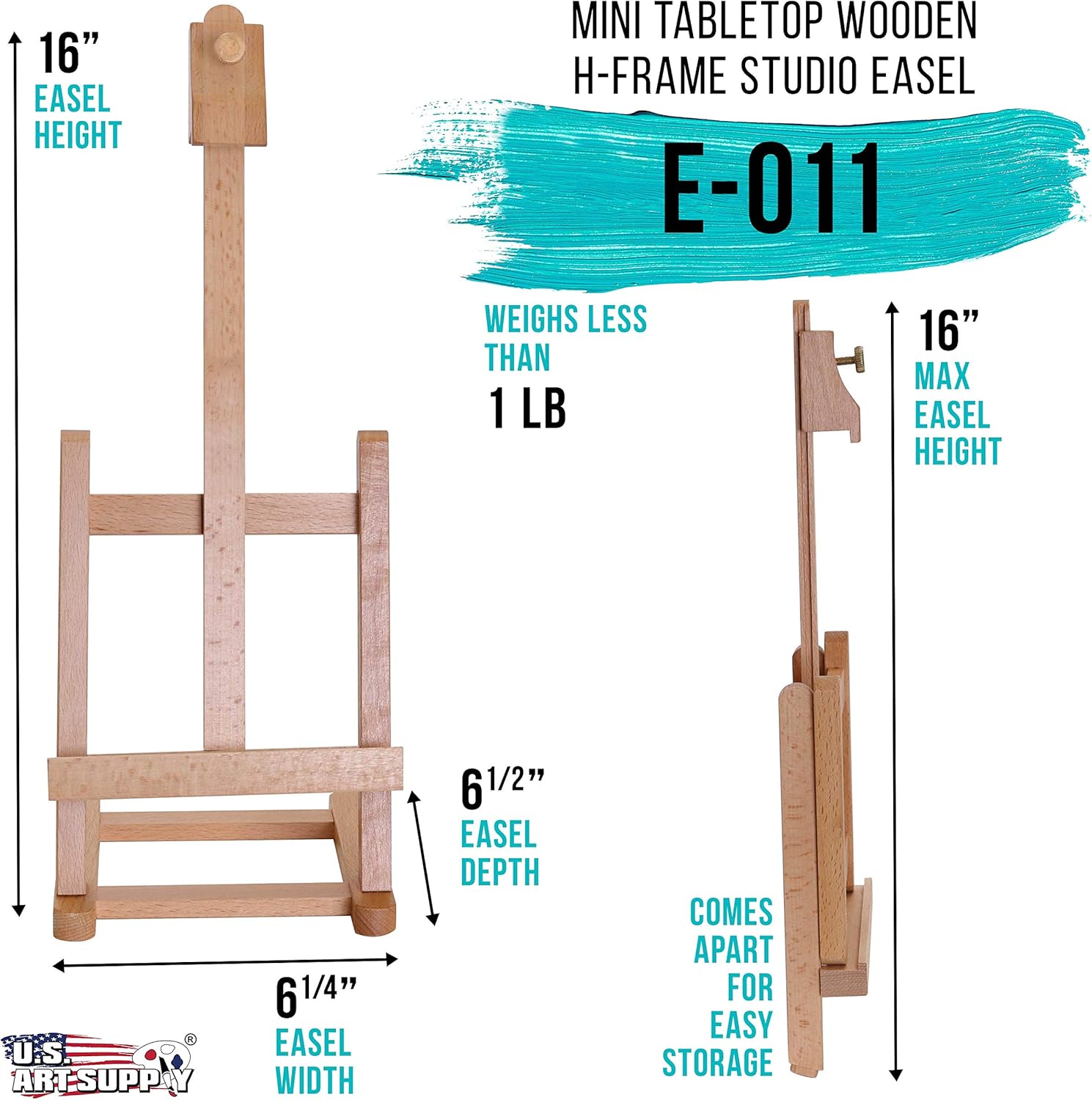 U.S Ar Suppl 16inc Min Woode Studi Tableto Ease H-Fram Artist Adjustabl Paintin an Displa Stand Hold U t 12inc Canva Portabl Tabl To Ease fo Painting Artwork