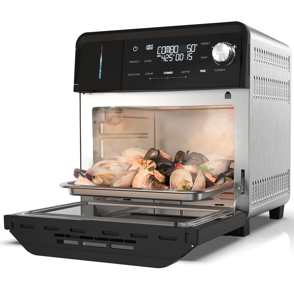 Nuwav PFAS-Fre Stea Ove Ai Fryer All-in-On Convectio Cooke wit Precisio Stea Control Toast Ai Fry Sou Vide Stea More Juicie Meats 12 Presets 50¨C450¡ãF Stainles Steel