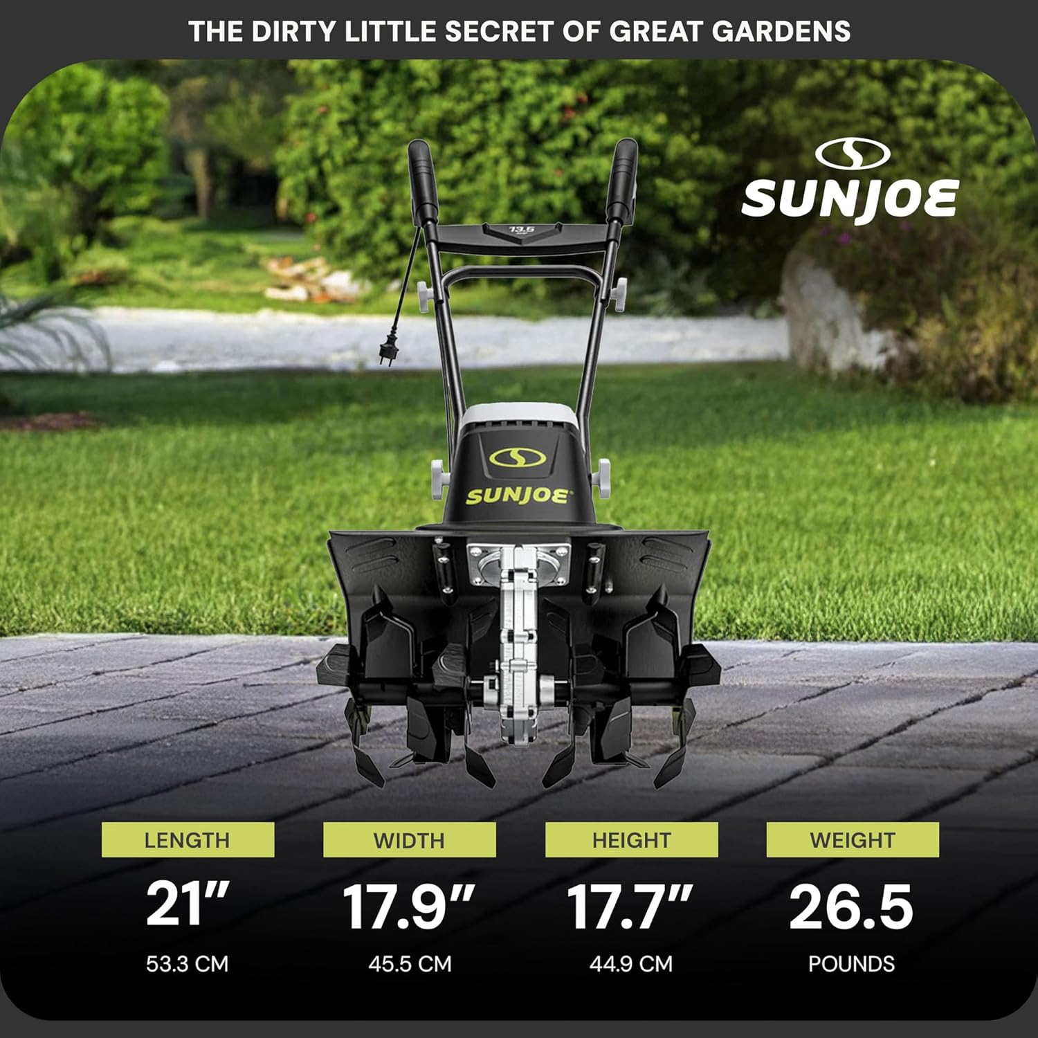 Su Jo Corde Electri Garde Tille Cultivato wit Stee Tines 1 Inch 13.5-Am Moto Heavy-Dut Tillin Machin fo Lawn Yard an Gardenin Care TJ604E