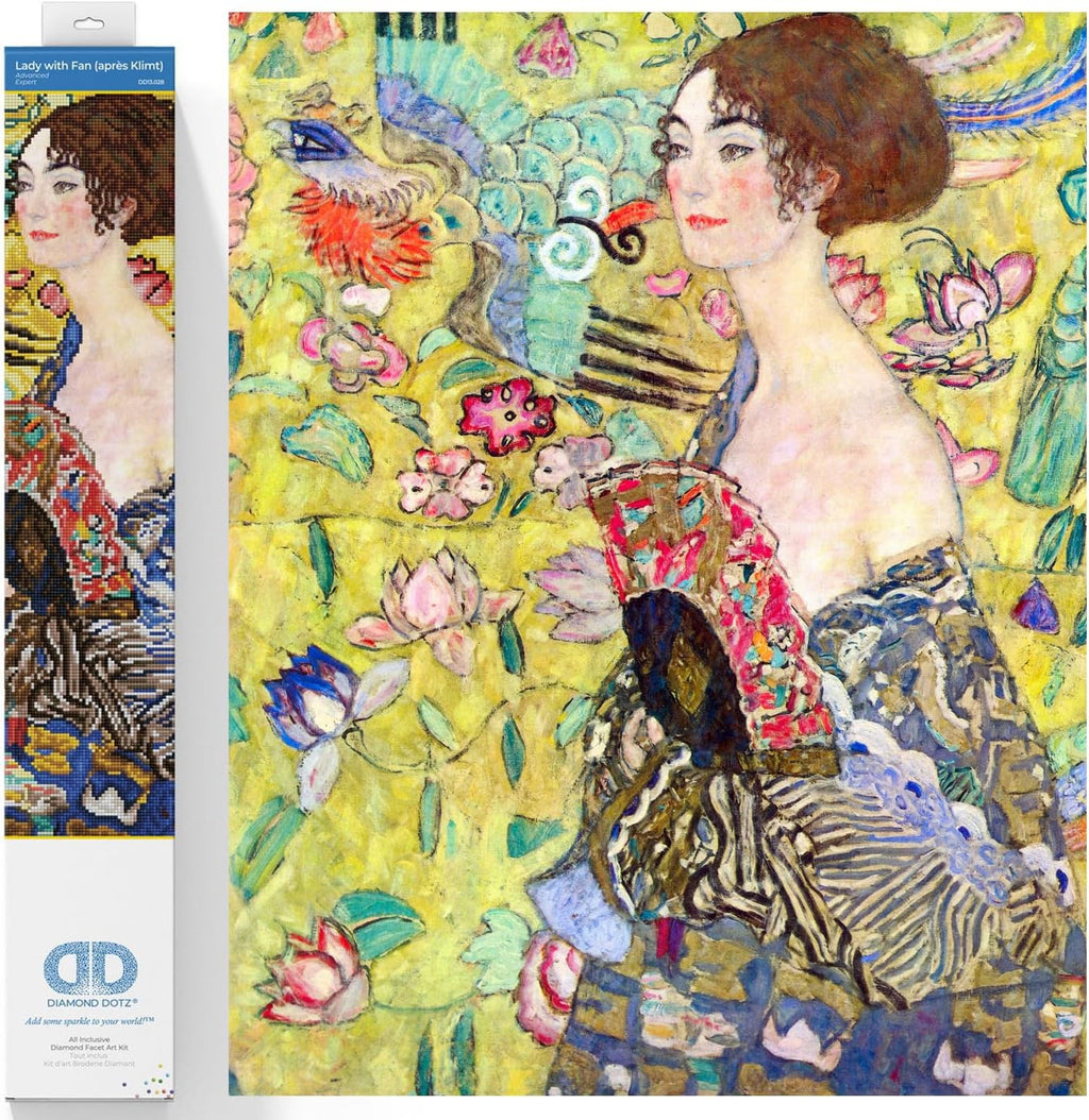 DIAMON DOT Lad wit Fa (Apre Klimt Portrai Diamon Paintin Kit fo Adult Diamon Ar Kit Relaxin Creativ Craf Ki wit Dot Gem 26.4inchx26.4inch