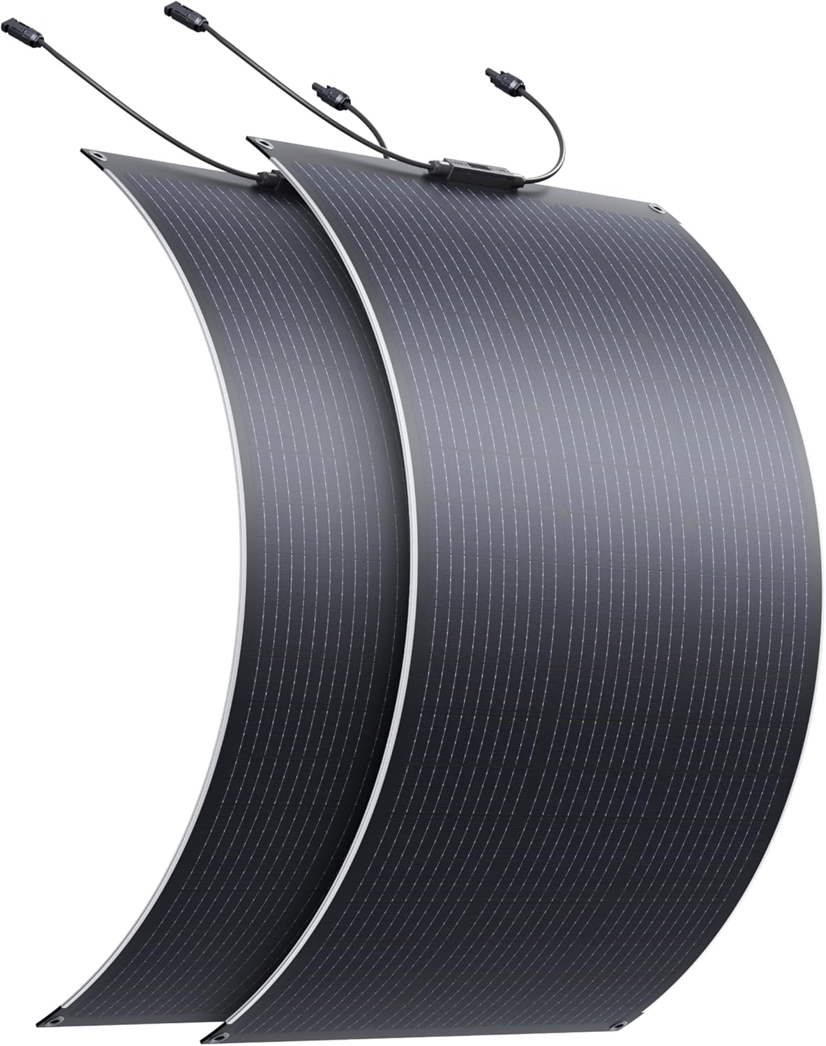 BLUETTI 2 100W Flexible Solar Panels for RVSolar 48V System, 23.4% High Efficiency, 240¡ã Bendable, IP67 Solar Panel for RVs, Camping, Marine, Curved Surfaces