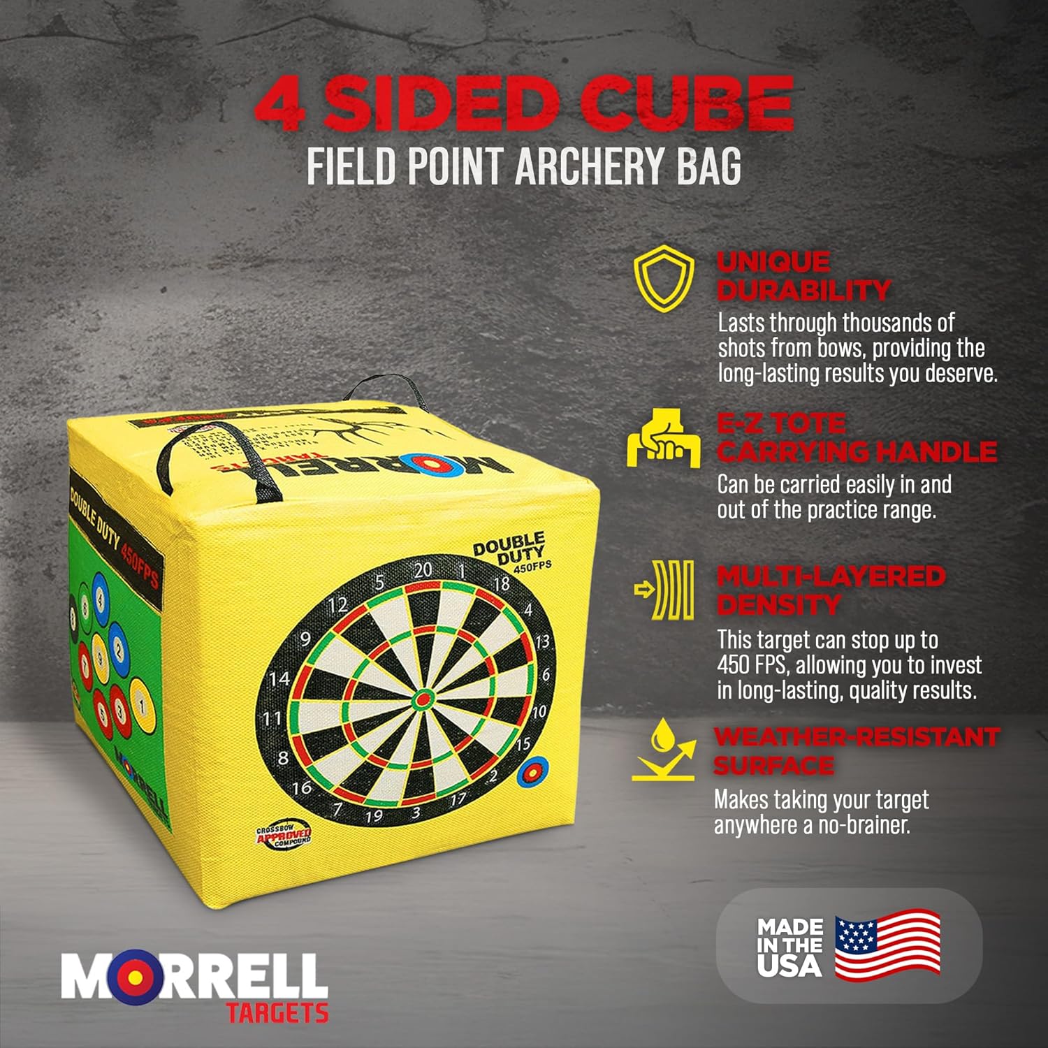 Morrell Targets 4-Sided Archery Target, Field Point Shooting Bag, Double Duty